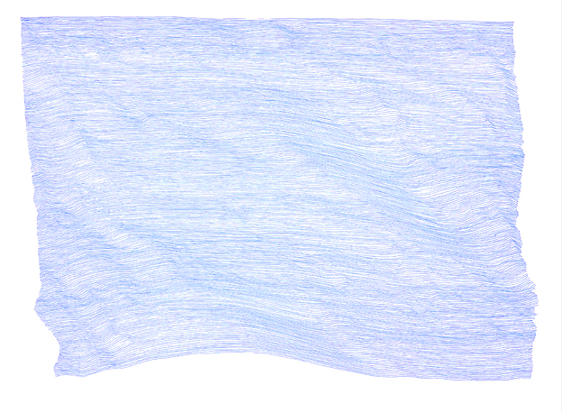 BLUE IS THE MIND #2 roller ball pen on paper, 25" x 19.5", 2013.